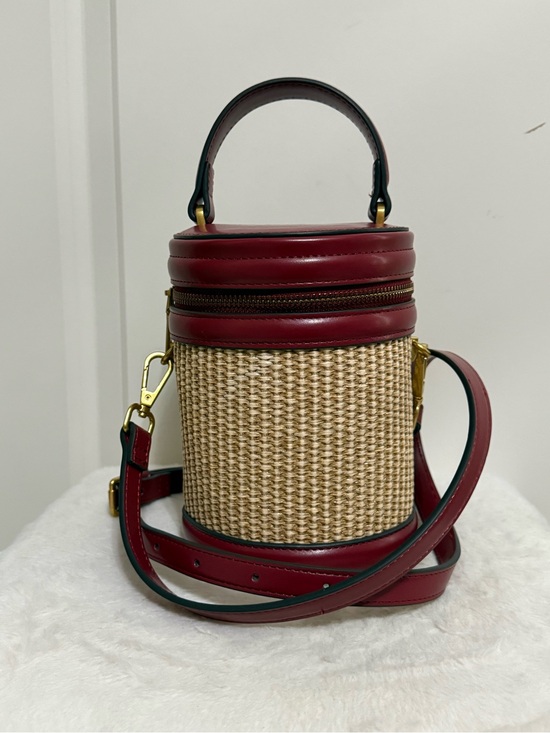 House of Harlow 1960 Handbags - House of Harlow 1960 Woven Cylinder Crossbody Bag with Burgundy Trim